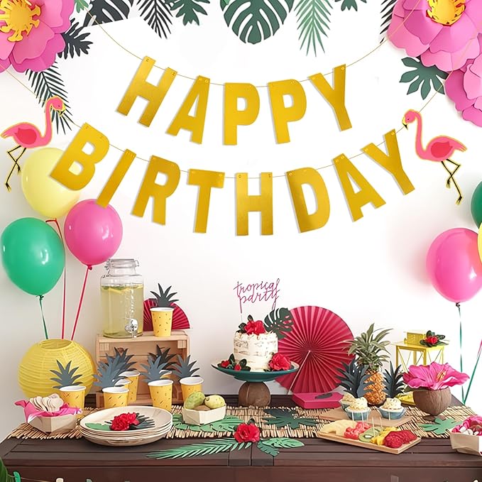 SUNBEAUTY 122 Pcs Customizable Letters Summer Banner Fruit Party DIY Banner for Luau Tiki Party Tropical Hawaiian Festival Favors Photo Backdrop Window Decor