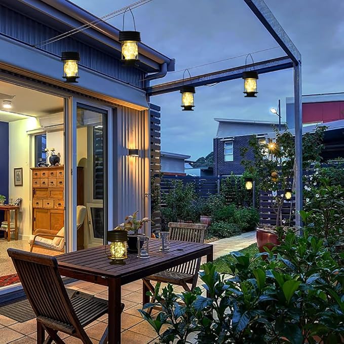 Solar Lanterns Outdoor Hanging Lights,2 Pack Waterproof Landscape Lights Solar Table Lamps with Retro Design, Warm Fairy Lights,Patio, Yard, Garden and Pathway Decor for Women Mom