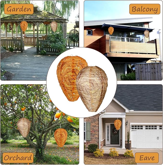 Honoson 4 Pieces Waterproof Hanging Lantern for Home Garden Yard Outdoors (Orange,Sandy Brown)