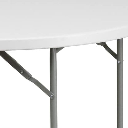 10 Pack! 48 Inches Round Heavy-Duty Granite White Plastic Folding Table, Kitchen Table Foldable Table Commercial Folding Table Picknick Table Bar Height Table Cover White Top Fold Up Table