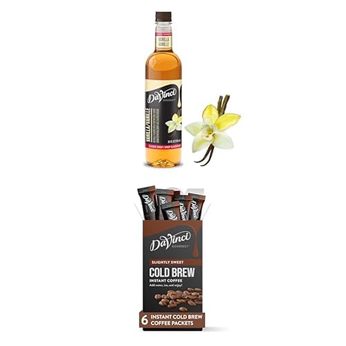 DaVinci Gourmet Vanilla Cold Brew At Home Starter Kit, 25.4 Fl Oz + 6 Single Serve Packets