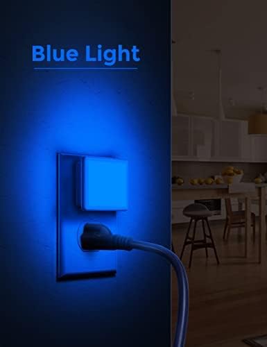 L LOHAS LED Blue Night Lights Plug into Wall 2-Pack, 0.3W Plug in Night Light, Dusk to Dawn, Bright Nightlight Auto-On/Off, for Adults Kids Room Bedroom Bathroom Hallway Kitchen, Non-Dim