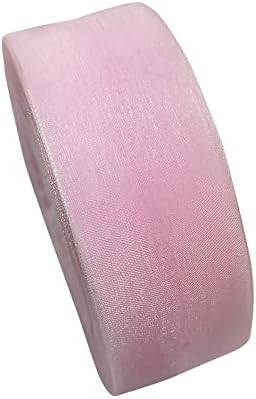 Chenkou Craft Solid Pink Organza Ribbon Assorted 50 Yards 1 Roll Craft Bow Party Decoration Packing Ribbons (Pink, 2"(50mm))