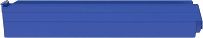 Akro-Mils 30164 Plastic Shelf Bins, Heavy Duty Storage Bins for Garage, Closet, and Drawer Organization, 24-Inch x 6-1/2-Inch x 4-Inch, Blue, 6-Pack