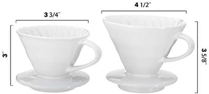Pour Over Coffee Dripper - Ceramic Slow Brewing Accessories for Home, Cafe, Restaurants - Easy Manual Brew Maker Gift - Strong Flavor Brewer