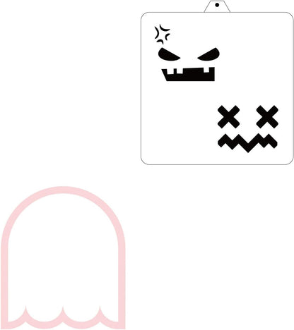 Halloween Ghost Faces Cookie Cutter and Stencil Set Bundle Kit PYO Cookies Paint Your Own Diy Bakery Fondant Sugar Happy Birthday Wedding Baby Candle