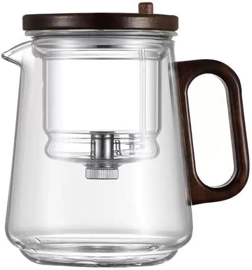 Glass Teapot with Removable Infuser, Loose Leaf Tea Brewing (Half circle shaped handle)