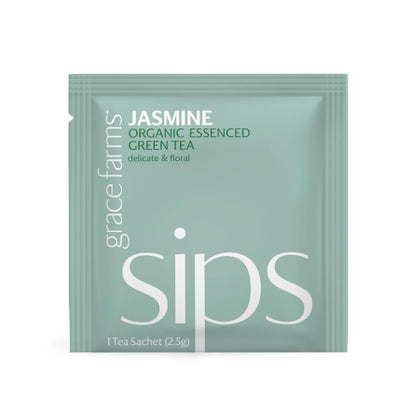 Grace Farms Organic JASMINE Green Tea (100 Enveloped Pyramid Sachets w/String & Tag) | Fragrant and Sweet | Fairtrade and Kosher Certified | Best Green Tea | Gives Back 100% of Profits