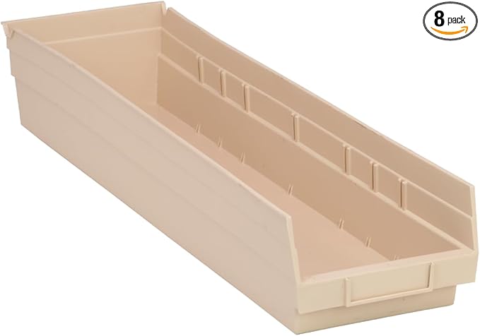 Quantum Storage QSB106 Hanging Plastic Shelf Bin Storage Containers - 23-5/8" x 6-5/8" x 4" - 8 Pack