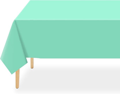 QIKSION Fresh Mint Plastic Table Cloth Disposable 2 Pack, 54 x 108 Inch Tablecloths for Party, Birthday, Rectangle Table Cover