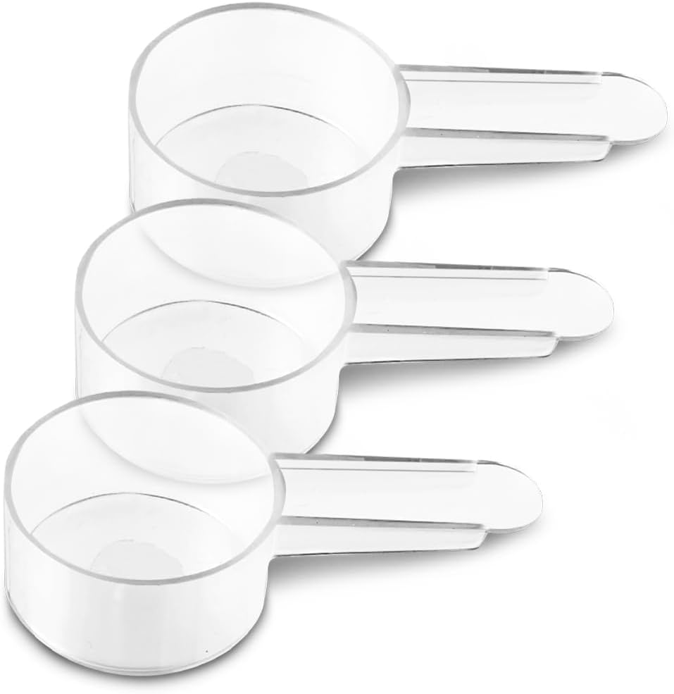 3 Pack Tablespoon Measuring Spoon Set with Short Handle Coffee Scoop - 1 Tablespoon (15 ML) Clear Plastic Scoops for Coffee, Loose Tea, Protein
