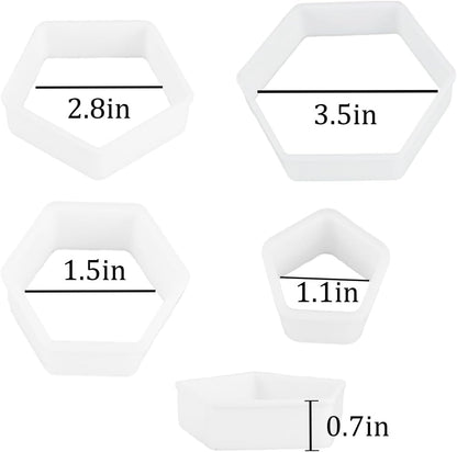 8 Pcs Soccer Ball Hexagon Cookie Cutter - 4 Sizes Geometric Biscuit Cutters Pattern Cake Topper Soccer Cookie Cutter Set for Baking Cake Decorations