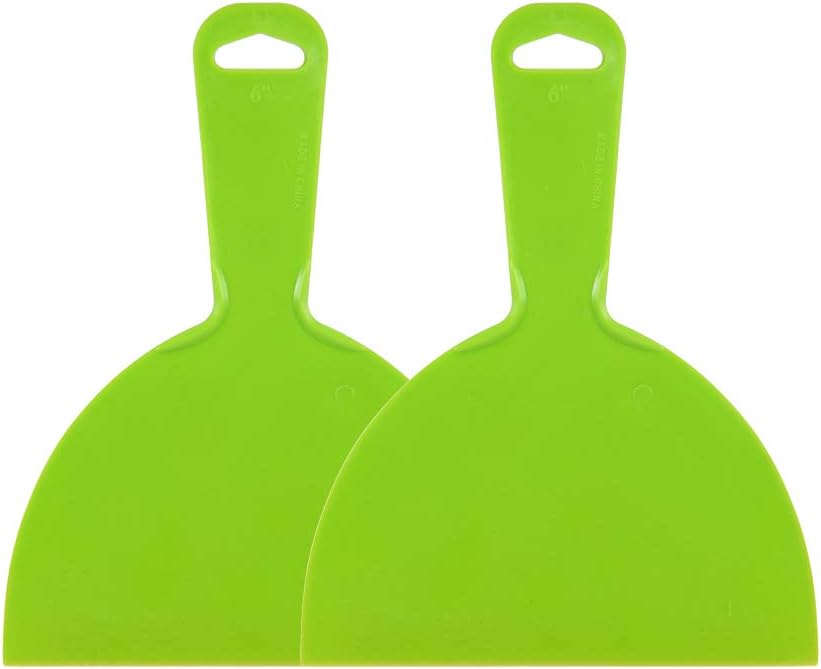 uxcell Putty Scraper 4" Plastic Flexible Putty Knives Disposable Spreader for Taping Drywall Wall Painting Green 2pcs