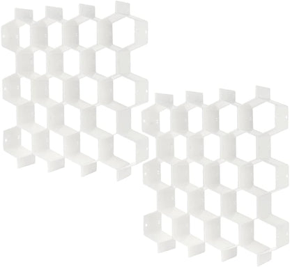 Poeland Drawer Divider Organizer 8pcs DIY Plastic Grid Honeycomb Drawer Divider White 2 Pack