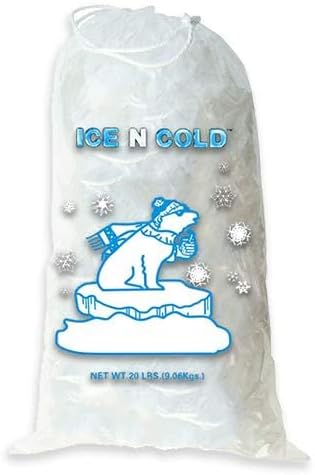 Ice Bags with Drawstring Closure | 20lb, 100ct/cs | 50 mic Thickness | Portable Storage and Freezer Keeper