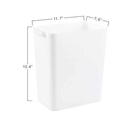 4.5 Gallon Deskside Plastic Wastebasket Rectangular, Open Garbage Container Basket for Office and Home, 3 Packs, White