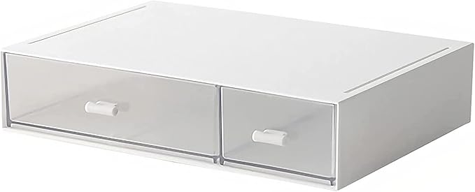 Desk Organizer-Stackable Storage Drawers, Desk Drawer Organizer Perfect For Collection Small Item/Cosmetic Office Supplies - 2 drawers (White)