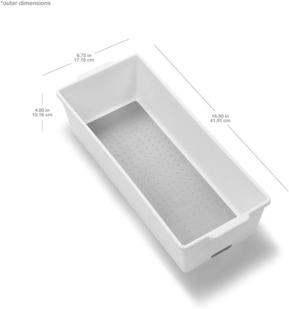 Madesmart Plastic Multipurpose Storage Organizer Deep Bin with Handles, Portable Under Sink and Cabinet Storage Bin, Large, White