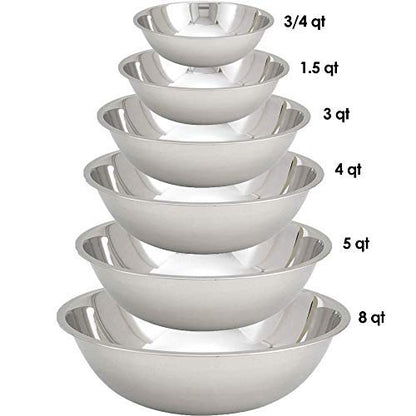 Tiger Chef Stainless Steel Mixing Bowls Set for Kitchen - Nesting Prep Bowls (Set of 6)