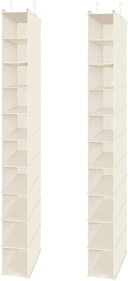 MAX Houser 10-Shelf Hanging Shoe Shelf Organizer, Hanging Shoe Storage for Closet,Pack of 2(Beige)