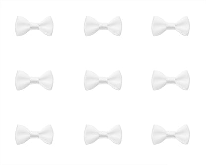 Tupalizy Mini Satin Ribbon Bows Small Craft Sewing Fabric Bows for Christmas Decoration Bow Ties Scrapbook Gift Bags Boxes Greeting Invitation Cards Wedding Party Favor, 20x10mm, 50PCS (White)
