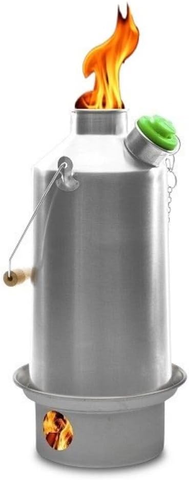 Base Camp' Kelly Kettle® 54fl.oz. | Stainless Steel | Whistles When Boiled | Kettle & Camp Stove in one | Ultra-fast | Wood Fuelled | NO Batteries/Gas | Camping, Fishing, Scouts, Picnics, Emergencies