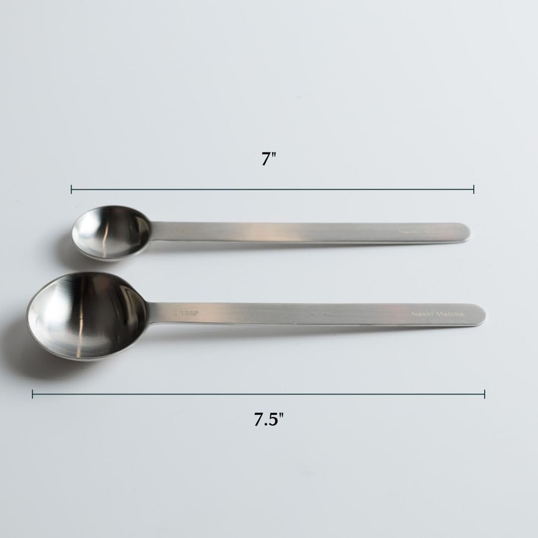 Naoki Matcha Stainless Steel Measuring Spoon/Scoop Matcha Set - 2g (1 teaspoon) and 6g (1 table spoon) Serving Of Matcha Powder