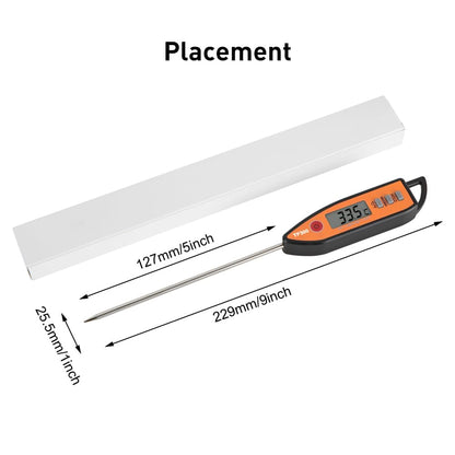Wisebee Digital Meat Thermometer, Instant Read, ℃/℉ Switch, Long Stainless Steel Probe, Battery Powered, Food Thermometer for Cooking, Baking, Steak