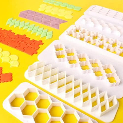 12 Pcs Cake Fondant Cutter, Fish Scale Fondant Cutters 4 Size Geometric Biscuit Cutters Cake Decorating Cookie Cutter Cake Border Decorating Tool for