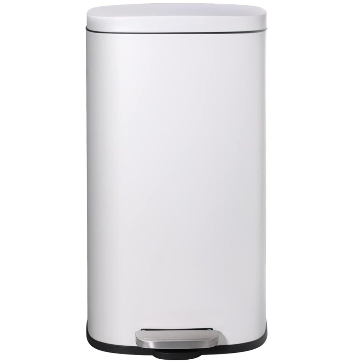 AthLike Trash Can, Stainless Steel Kitchen Garbage Can, Step Waste Bin with Hinged Lid and Removable Inner Bucket, Soft-Close, Dustbin for Bathroom Bedroom Living Room Home (White, 8 Gal)