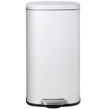 AthLike Trash Can, Stainless Steel Kitchen Garbage Can, Step Waste Bin with Hinged Lid and Removable Inner Bucket, Soft-Close, Dustbin for Bathroom Bedroom Living Room Home (White, 8 Gal)