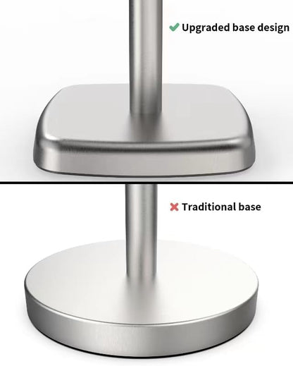 Paper Towel Holder Countertop, Paper Towel Dispenser Standing Weighted Base Non-Slip, Fit Most Size Tissue Roll, Stainless Steel Paper Towel for Home Kitchen Countertop Tabletop, Sliver