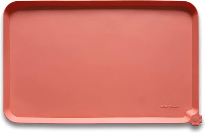 Hoki Found L Silicone Non Slip Pet & Cat Dog Feeding Tray - Waterproof & Pet Water Mats for Carpet - Burnt Coral