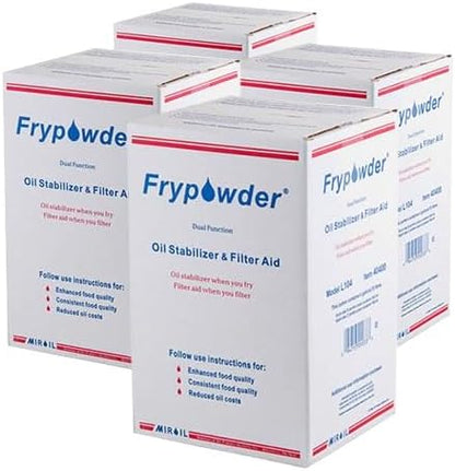 MirOil L112 Fry Powder Oil Stabilizer and Filter Aid, 4 x 4 Gallons of L104 (16 Gallons) Fry Powder, Deep Fryer Oil Saver, Extends Cooking Grease Life & Remove Carbon Deposit, Fryer Grease Contaminant