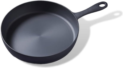 Flambo Skillet #10 - Naturally Non-Stick 10 Inch Pre-Seasoned Cast Iron Frying Pan - Smooth Nonstick Finish for Grilling, Frying, Sauteing, Searing, Baking - Use on Oven, Stove, Grill, or Campfire