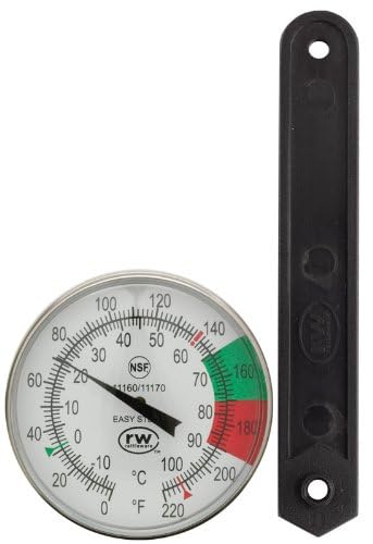 Rattleware 5-Inch Dial Thermometer Kit, Stainless Steel Easy Steam Probe with 1.75-Inch Dial NSF Approved Calibration Tool and Adjustable Clip for