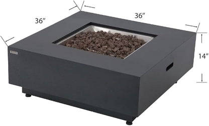 Ashton 36” Propane Fire Pit Smokeless Firepit Converts to Outdoor Gas Fire Pit for Outside Patio Firepit Table Includes Windscreen Rain & Tank Cover Lava Rocks Lid CSA Certified