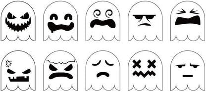 Halloween Ghost Faces Cookie Cutter and Stencil Set Bundle Kit PYO Cookies Paint Your Own Diy Bakery Fondant Sugar Happy Birthday Wedding Baby Candle