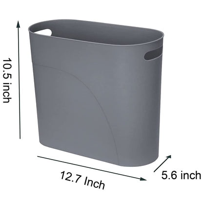 Small Trash Can Plastic Bathroom Wastebasket 3.2 Gallon Slim Garbage Container Bin with Handle for Home Kitchen Bathroom Bedroom Office, 2 Pack (Grey)