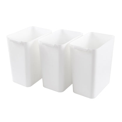 4.5 Gallon Deskside Plastic Wastebasket Rectangular, Open Garbage Container Basket for Office and Home, 3 Packs, White