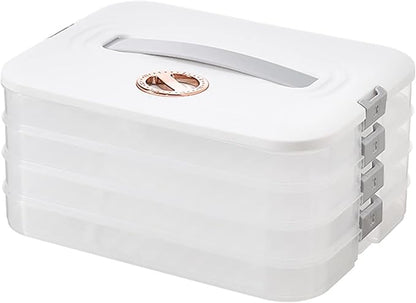 4-Layer Food Storage Containers with Lids Dumpling Storage Box,Good Sealing,Stackable Food Containers
