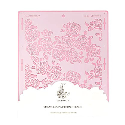Rose Cake Stencil - Seamless Delicate Pattern for Decorating Tall Double Barrel Cake to Use with Buttercream, Royal Icing, Ganache, Paint