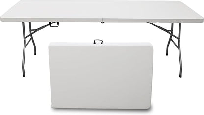 8Ft Folding Table,Sturdy Outdoor Folding Table, Perfect for Camping Picnics Parties Durable Foldable Table with Easy Setup Ideal Portable Folding Tables for Indoor & Outdoor Use