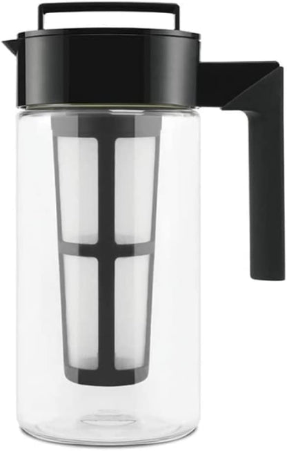 Takeya Deluxe Cold Brew Coffee Maker - BPA-Free Tritan Pitcher with Airtight Leakproof Lid, Silicone Grip Handle, Fine-Mesh Filter - Shatter-Proof, Dishwasher Safe, Made in USA - 1 Quart/Black