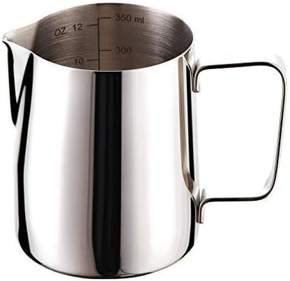 12oz Stainless Steel Milk Frothing Pitcher for Latte Art, Espresso, and Steaming - 350ml Barista Frother Cup