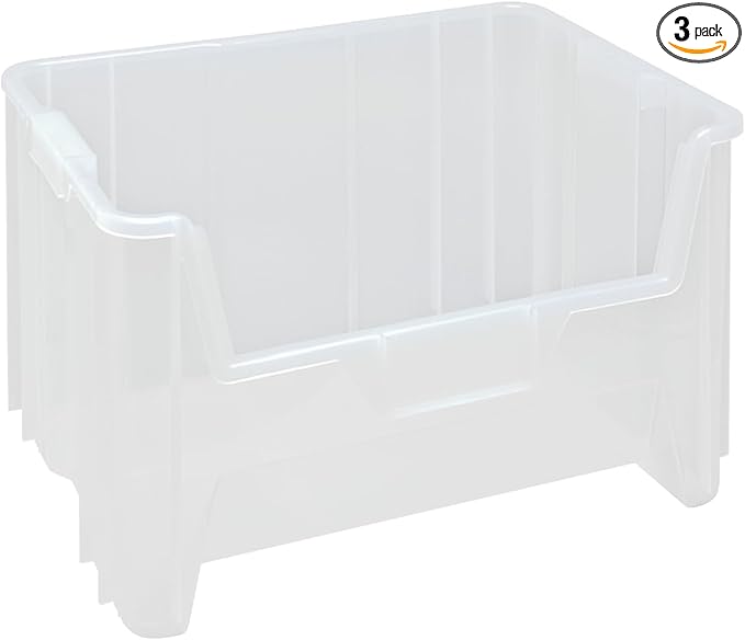 Quantum QGH700CL Giant Stack Container, 15.25" Length x 19-7/8" Width x 12-7/16" Height, Clear, Pack of 3