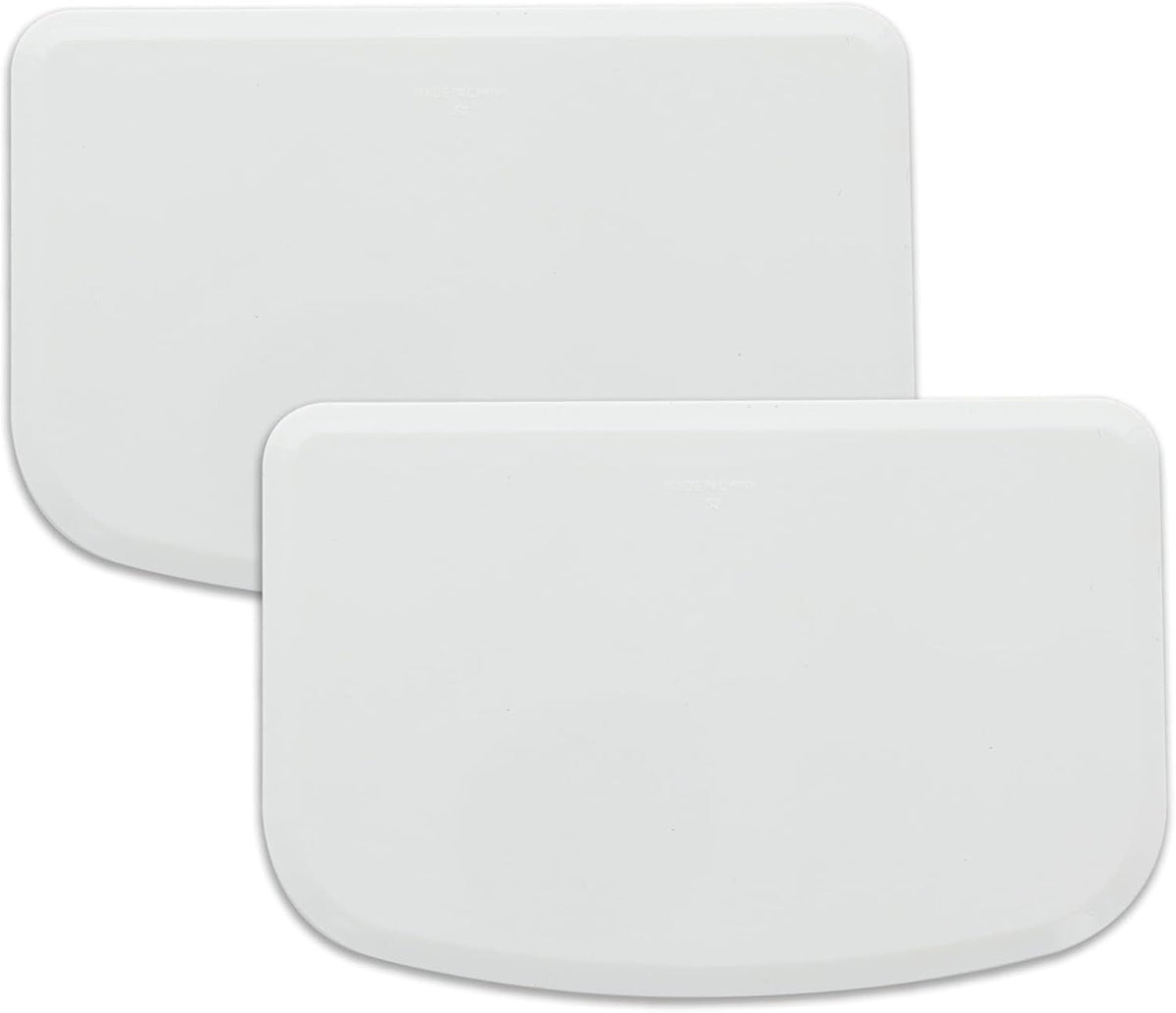 Plastic Bench Scraper for Baking - 2 White Bowl Scraper - Flexible Food Safe Dough Scraper Multipurpose Good Grip Curved and Flat Edge Dough Cutter