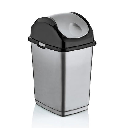 Superio Mini Desktop Trash Can with Swing Top Lid Portable Plastic Garbage Can for Countertop, Desktop, Make up Vanity, Bathroom, Car, Under Sink, Dorm, Compact Waste Bin 5 L, 1.25 Gal. (White)
