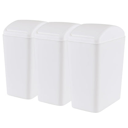 4.5 Gallon Plastic Swing Top Garbage Can, Swing Lid Trash Bins, White, 3-Pack