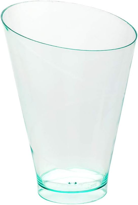 Restaurantware 7 Ounce Plastic Glasses 100 Round Incline Shooter Cups- Disposable Small Seagreen Plastic Round Bowls Unique Design For Soups
